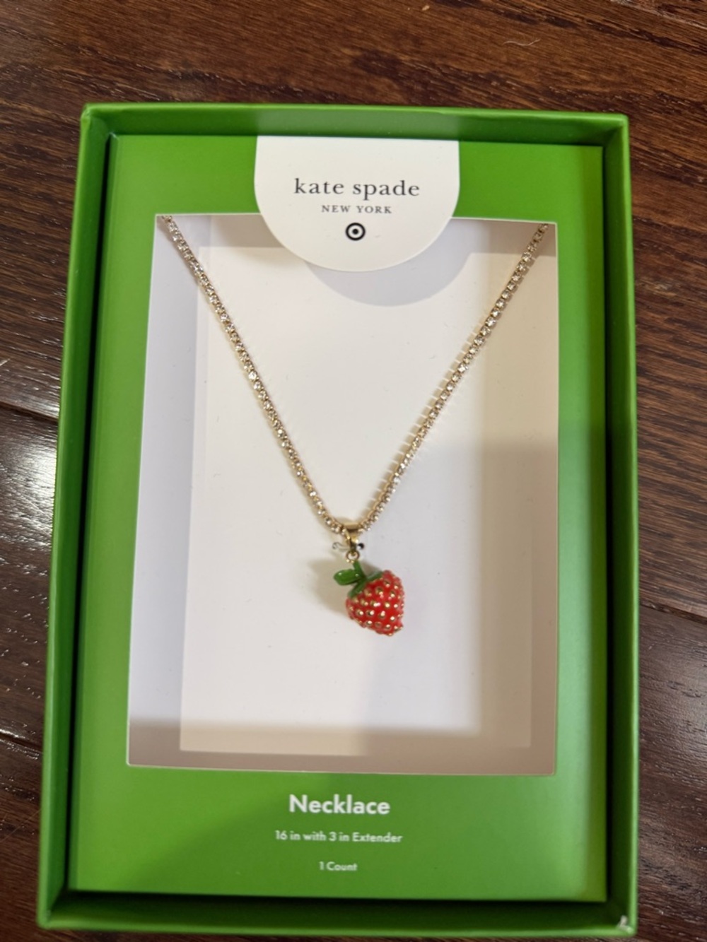 kate spade strawberry charm necklace - red & green